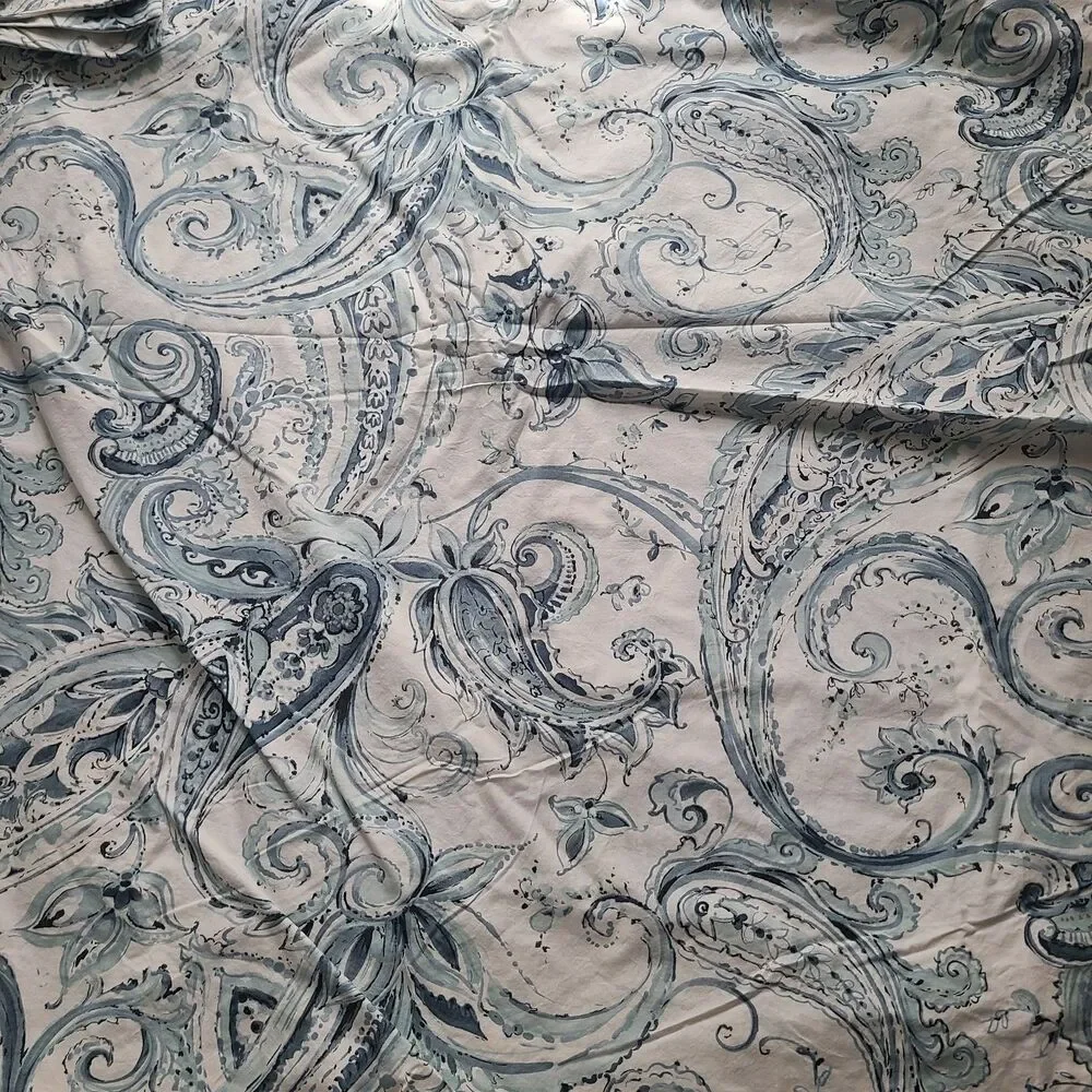 Pottery Barn JOLIE KING Duvet Cover + 1 pillow case Paisley Blue White Cotton